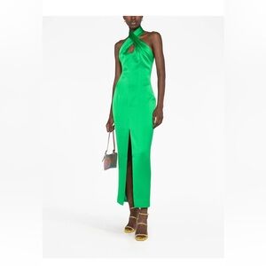 Rasario Green Halter neck Midi dress